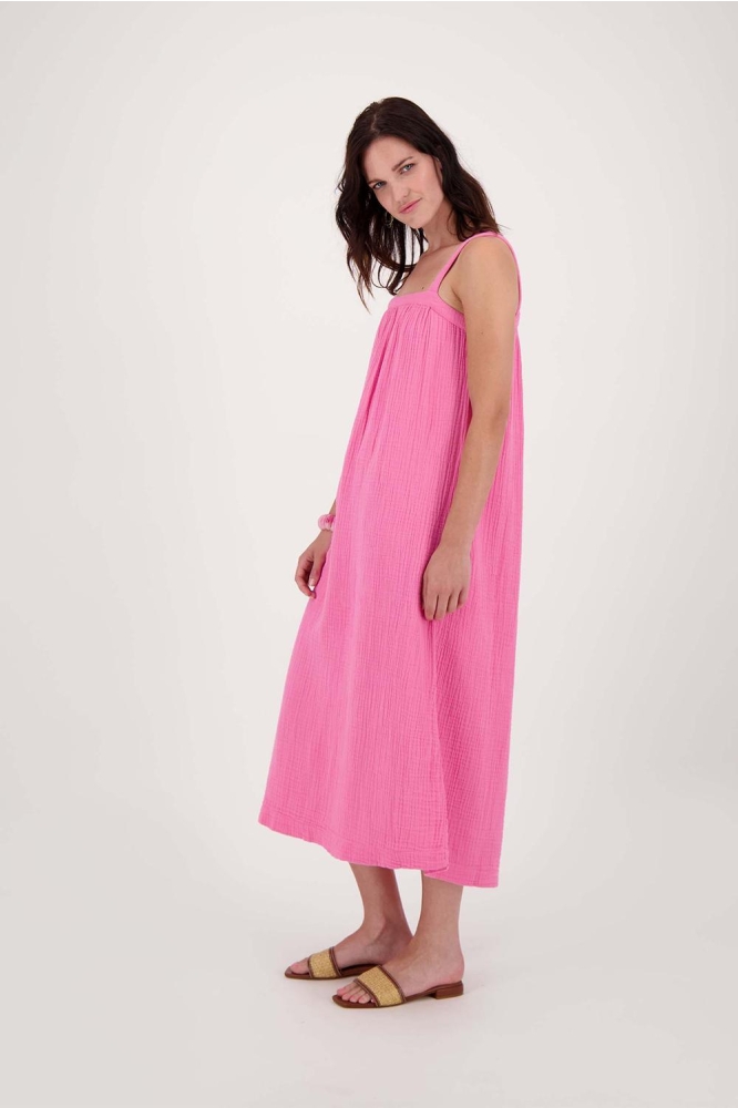LANGE MOUSSELINE JURK 0301 092 3015 FEL ROZE